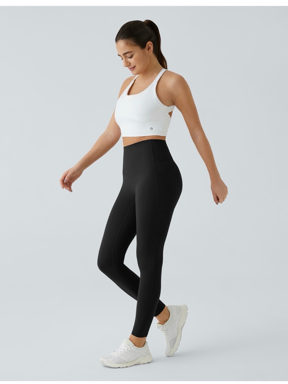 NWT Halara Ultrasculpt High-Waisted Tummy Control Black Leggings 7/8 Length Med